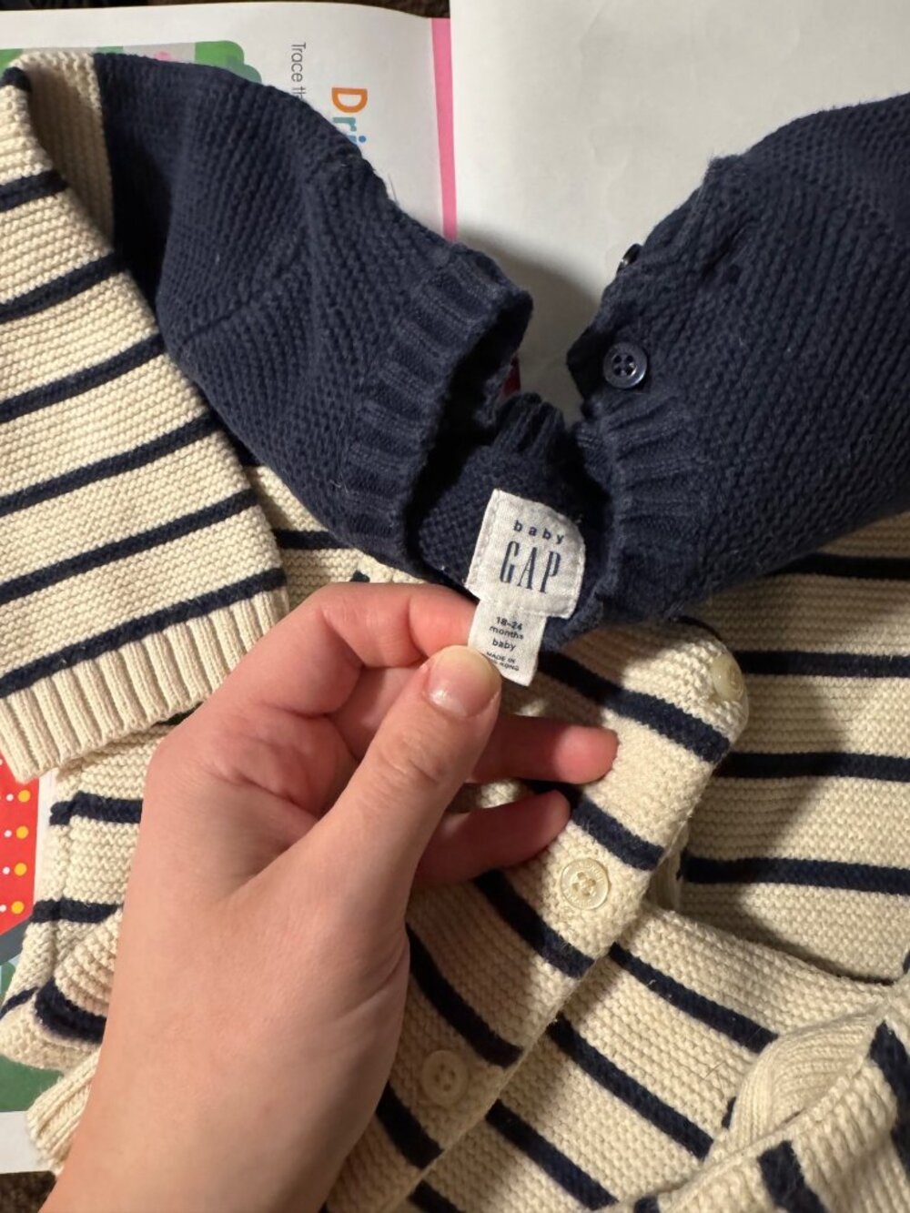 Baby Gap Brannan One-Piece Romper 18-24M | Navy & Cream Striped Knit Outfit | T - Picture 3 of 4